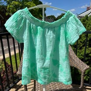 Bobi Los Angeles boutique green (cactus) eairein off shoulder S. NWT RETAIL $80